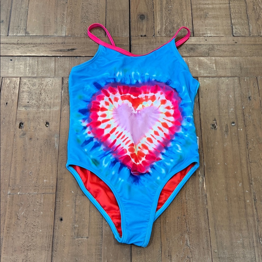 Limeapple tie dye heart one piece swim suit girls 5 bathing suit